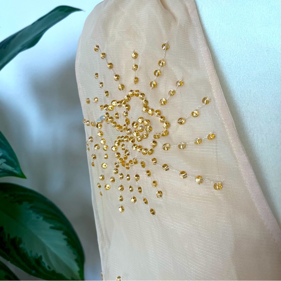 ASOS Mesh Dress - Size 8 - Champagne Color with Crystals Embroidered - Picture 5 of 10